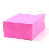 10 pc Pure Color Kraft Paper Bags, Gift Bags, Shopping Bags, with Paper Twine Handles, Rectangle, Hot Pink, 21x15x8cm