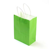 10 pc Pure Color Kraft Paper Bags, Gift Bags, Shopping Bags, with Paper Twine Handles, Rectangle, Lawn Green, 21x15x8cm