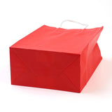 10 pc Pure Color Kraft Paper Bags, Gift Bags, Shopping Bags, with Paper Twine Handles, Rectangle, Red, 21x15x8cm