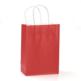 10 pc Pure Color Kraft Paper Bags, Gift Bags, Shopping Bags, with Paper Twine Handles, Rectangle, Red, 21x15x8cm