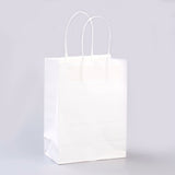 12 pc Pure Color Kraft Paper Bags, Gift Bags, Shopping Bags, with Paper Twine Handles, Rectangle, White, 27x21x11cm