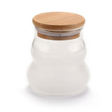 3 pcs Frosted Glass Bottles, with Bamboo Stopper, for Candy, Tea, Column, Clear, 8.7cm