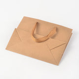 10 pc Rectangle Kraft Paper Bags, Gift Bags, Shopping Bags, Brown Paper Bag, with Nylon Cord Handles, BurlyWood, 27x21x8cm