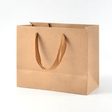 10 pc Rectangle Kraft Paper Bags, Gift Bags, Shopping Bags, Brown Paper Bag, with Nylon Cord Handles, BurlyWood, 27x21x8cm