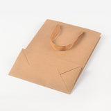 10 pc Rectangle Kraft Paper Bags with Handle, Retail Shopping Bag, Brown Paper Bag, Merchandise Bag, Gift, Party Bag, with Nylon Cord Handles, BurlyWood, 16x12x5.7cm