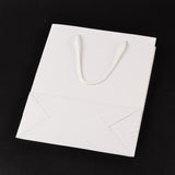 10 pc Rectangle Cardboard Paper Bags, Gift Bags, Shopping Bags, with Nylon Cord Handles, White, 28x20x10cm