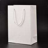 10 pc Rectangle Cardboard Paper Bags, Gift Bags, Shopping Bags, with Nylon Cord Handles, White, 28x20x10cm