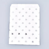 100 pc Star Pattern Eco-Friendly Kraft Paper Bags, Gift Bags, Shopping Bags, Rectangle, Silver, 18x13x0.01cm