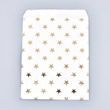 100 pc Star Pattern Eco-Friendly Kraft Paper Bags, Gift Bags, Shopping Bags, Rectangle, Gold, 18x13x0.01cm