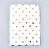 100 pc Star Pattern Eco-Friendly Kraft Paper Bags, Gift Bags, Shopping Bags, Rectangle, Gold, 18x13x0.01cm