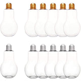 1 Set 12 Packs Plastics Jars, Bulb Jars with Lids Plastic Light Bulb Shaped Bottle for Party Decor and Ornaments Storage, 300ml