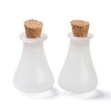 10 pcs Glass Cork Bottles, Glass Empty Wishing Bottles, DIY Vials for Home Decorations, White, 17x27mm