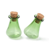 10 pcs Glass Cork Bottles, Glass Empty Wishing Bottles, DIY Vials for Home Decorations, Light Green, 17x27mm