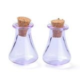 10 pcs Glass Cork Bottles, Glass Empty Wishing Bottles, DIY Vials for Home Decorations, Lilac, 17x27mm