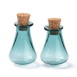 10 pcs Glass Cork Bottles, Glass Empty Wishing Bottles, DIY Vials for Home Decorations, Dark Cyan, 17x27mm