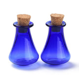 10 pcs Glass Cork Bottles, Glass Empty Wishing Bottles, DIY Vials for Home Decorations, Blue, 17x27mm