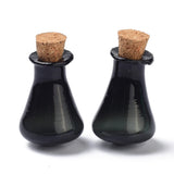 10 pcs Glass Cork Bottles, Glass Empty Wishing Bottles, DIY Vials for Home Decorations, Black, 17x27mm