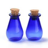 10 pcs Glass Cork Bottles Ornament, Glass Empty Wishing Bottles, DIY Vials for Pendant Decorations, Blue, 15.5x28mm