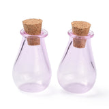 10 pcs Glass Cork Bottles Ornament, Glass Empty Wishing Bottles, DIY Vials for Pendant Decorations, Plum, 15.5x28mm