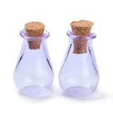 10 pcs Glass Cork Bottles Ornament, Glass Empty Wishing Bottles, DIY Vials for Pendant Decorations, Lilac, 15.5x28mm