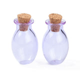 10 pcs Oval Glass Cork Bottles Ornament, Glass Empty Wishing Bottles, DIY Vials for Pendant Decorations, Lilac, 15.5x26~30mm