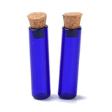 10 pcs Tube Glass Cork Bottles Ornament, Glass Empty Wishing Bottles, DIY Vials for Pendant Decorations, Blue, 8x35mm