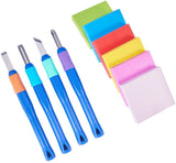 Craspire Rubber Stamps, Square, Mixed Color, 50x50x10mm, 6pcs/set, Plastic Chisel Tools Set: 141x14mm, 4pcs/set, 1set