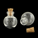 100 pcs Round Glass Bottle for Bead Containers, with Cork Stopper, Wishing Bottle, Clear, 24.5x20mm, Hole: 5.5mm, Bottleneck: 9.5mm in diameter, Capacity: 2.5ml(0.08 fl. oz)