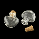 100 pcs Heart Glass Bottle for Bead Containers, with Cork Stopper, Wishing Bottle, Clear, 25x22x11mm, Hole: 6mm, Bottleneck: 9.5mm in diameter, Capacity: 1ml(0.03 fl. oz)