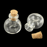 100 pcs Flat Round Glass Bottle for Bead Containers, with Cork Stopper, Wishing Bottle, Clear, 25x20x11mm, Hole: 6mm, Bottleneck: 10mm in diameter, Capacity: 1ml(0.03 fl. oz)