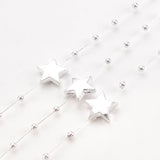 1 Roll Plastic Imitation Pearl Beaded Trim Garland Strand, Great for Door Curtain, Wedding Decoration DIY Material, Star and Round, Silver, 13.5x14.5mm, about 60m/roll