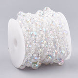 1 Roll Plastic Beaded Trim Garland Strand, Great for Door Curtain, Wedding Decoration DIY Material, Faceted Round, Clear AB, 7~12mm and 4mm, about 10m/roll