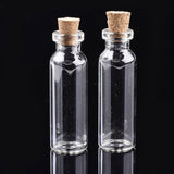 20 pcs Glass Jar Glass Bottles Bead Containers, with Cork Stopper, Wishing Bottle, Clear, 50x16mm, Hole: 7mm, Capacity: 10ml(0.34 fl. oz)