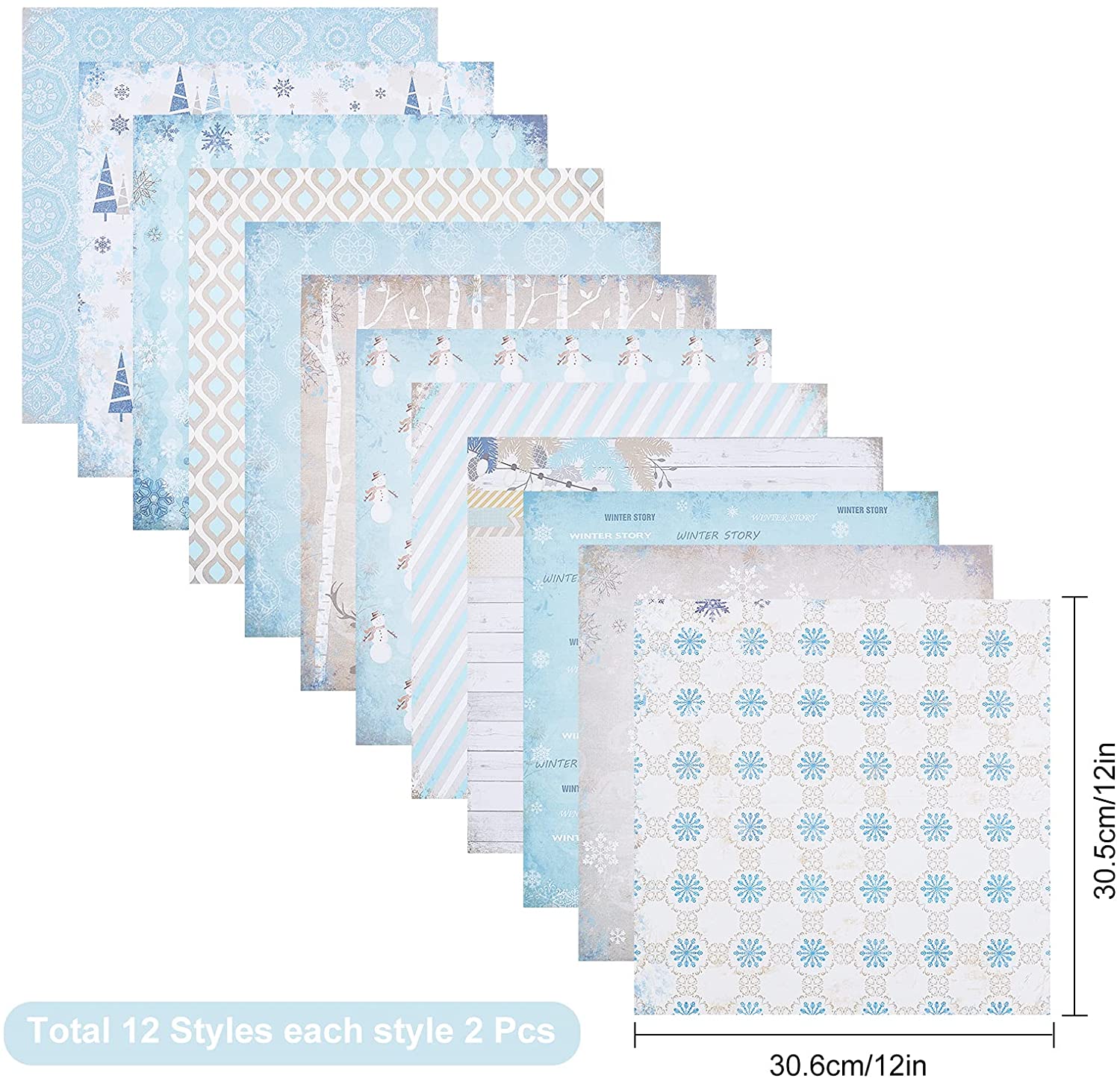 Winter Themed Scrapbook Paper: Snowflakes Blue Double Sided Decorative  Craft Paper for DIY Cards Making, Gift Wrapping And Scrapbooking Kit,  Origami