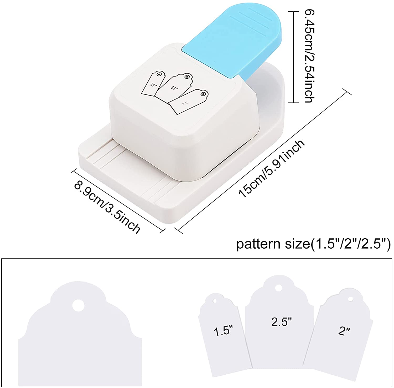 FINGERINSPIRE Paper Craft Tag Punch 1.5 2 2.5 Tag Shape Lever Action  Craft Puncher, 3 in 1 Gift Tag Paper Craft Punch Small Hole Punch for Paper  Crafting Scrapbooking Cards Arts DIY Arts Crafts : Arts, Crafts & Sewing 