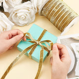 50 Yards ?¨¢ 3/8 Inch Single Side Glitter Ribbon, with Paillette Satin Ribbon Roll for Wedding, Gift Wrapping, Hair Bows, Flower Arranging, Home Decorating ( Goldenrod )