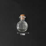 100 pcs Mini High Borosilicate Glass Bottle Bead Containers, Wishing Bottle, with Cork Stopper, Flat Round, Clear, 2.6x1.9cm