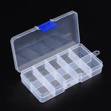 15 pcs 10 Compartment Organiser Storage Plastic Box, Adjustable Dividers Box, for Loom Bands Craft or Nail Art Beads, 7x13x2.3cm