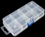 20 pcs Plastic Bead Storage Containers, Adjustable Dividers Box, with Hooks, 8 Compartments, Rectangle, Clear, 7x14x3cm