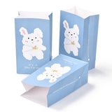 2 Bag Rectangle Paper Bags, Animal Pattern with Stickers, Storage Bags, Wedding Party Birthday Gift Bag, Light Sky Blue, 26.7x15.1x9.7cm