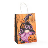 30 pc Halloween Theme Kraft Paper Gift Bags, Shopping Bags, Rectangle, Colorful, Gnome Pattern, Finished Product: 21x14.9x7.9cm