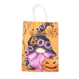 30 pc Halloween Theme Kraft Paper Gift Bags, Shopping Bags, Rectangle, Colorful, Gnome Pattern, Finished Product: 21x14.9x7.9cm