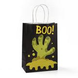 30 pc Halloween Theme Kraft Paper Gift Bags, Shopping Bags, Rectangle, Colorful, Halloween Themed Pattern, Finished Product: 21x14.9x7.9cm