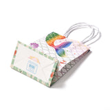 12 pc Rectangle Foldable Creative Kraft Paper Gift Bag, with Handle, Wedding Favor Bag, Mermaid Pattern, 15x11x0.15cm