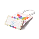 12 pc Rectangle Foldable Creative Kraft Paper Gift Bag, with Handle, Wedding Favor Bag, Mermaid Pattern, 15x11x0.15cm