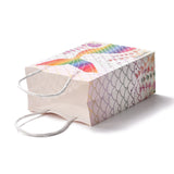 12 pc Rectangle Foldable Creative Kraft Paper Gift Bag, with Handle, Wedding Favor Bag, Mermaid Pattern, 15x11x0.15cm