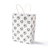 12 pc Rectangle Paper Bags, with Handle, for Gift Bags and Shopping Bags, Sports Theme, Football Pattern, White, 14.9x8.1x21cm