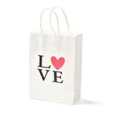 12 pc Rectangle Paper Packaging Bags, with Handle, for Gift Bags and Shopping Bags, Valentine's Day, Word LOVE, White, 14.9x8.1x21cm