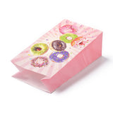 48 pc Kraft Paper Bags, No Handle, Wrapped Treat Bag for Birthdays, Baby Showers, Rectangle with Doughnut Pattern, Pink, 8x13x24.2cm