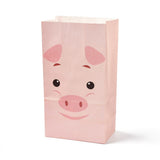 48 pc Kraft Paper Bags, No Handle, Wrapped Treat Bag for Birthdays, Baby Showers, Rectangle, Pig Pattern, 24x13x8.1cm
